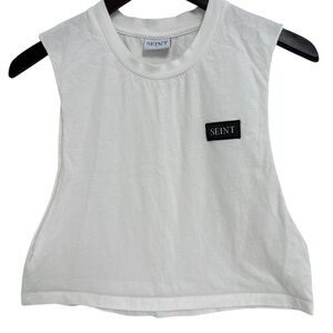 Seint White Sleeveless Crop Top